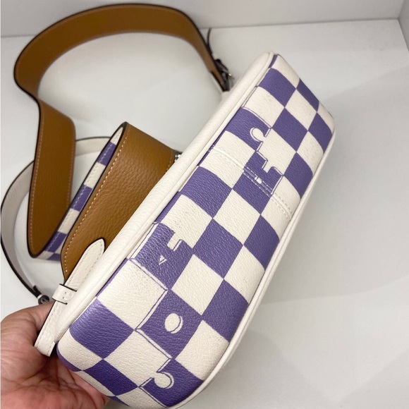 Coach Silver/Light Violet /Chalk Teri Shoulder Bag With Checkerboard Print CR103 - Picture 8 of 9
